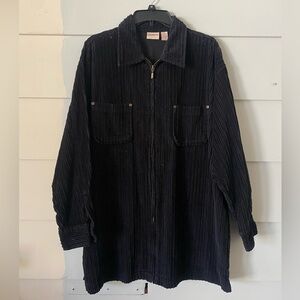 Vtg Crossroads Black Ribbed Corduroy Full-Zip Streetwear Grunge Shacket Sz XL